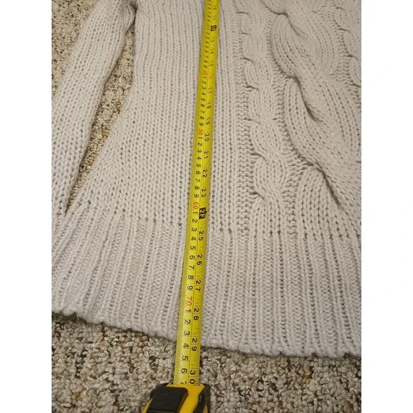 Aerie Ivory Cable Knitted Sweater •Rounded Neckline • Size Large Wool Mohair - Picture 3 of 7